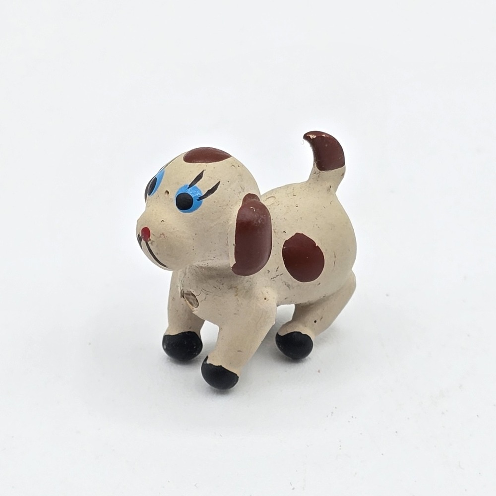Vtg Handcrafted Miniature Clay Dog Figurine Brown Puppy Sculpture Home Decor